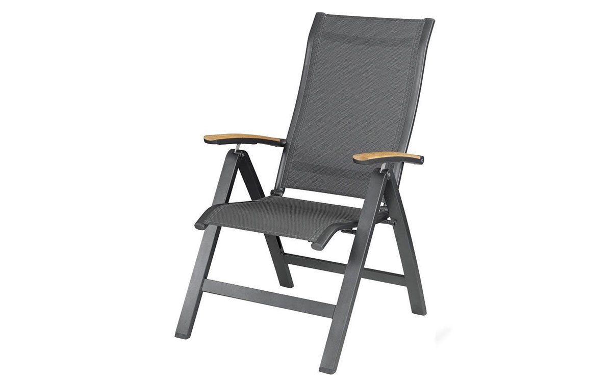Rechtmatig toewijzen beet Kettler Altura Curve verstelbare stoel met teak armleuning | Antraciet |  DeVriesXL