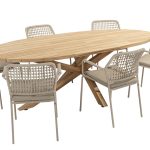 Taste 4SO Barista Prado ellips dining tuinset teak 240x115xH75 cm 7 delig teak latte