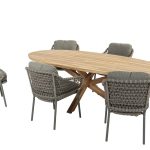 4 Seasons Outdoor Jura dining tuinset met Prado tuin eettafel ovaal 240 x 103 cm | Teak