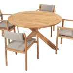 4 Seasons Outdoor Levi dining tuinset met Prado tuin eettafel rond 130 | Teak