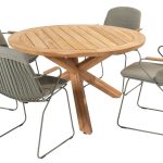 4 Seasons Outdoor Veneto dining tuinset met Prado teak tuin eettafel rond 130 | Olijf