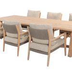 4 Seasons Outdoor Julia en Noah low dining tuintafel 7-delig | Brushed teak