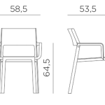 Afmetingen Nardi Trill stapelbare dining tuinstoel