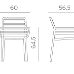 Afmetingen Nardi Doga stapelbare dining tuinstoel