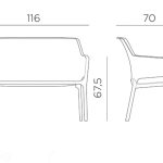 Afmetingen Nardi Net 2-zitsbank
